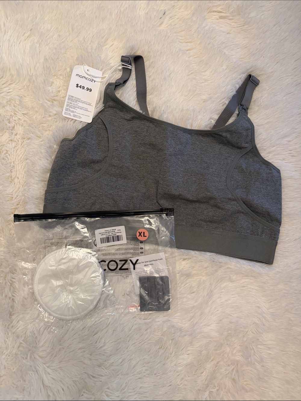 NWT Momcozy Gray Nursing & Maternity Sleep Bra XL